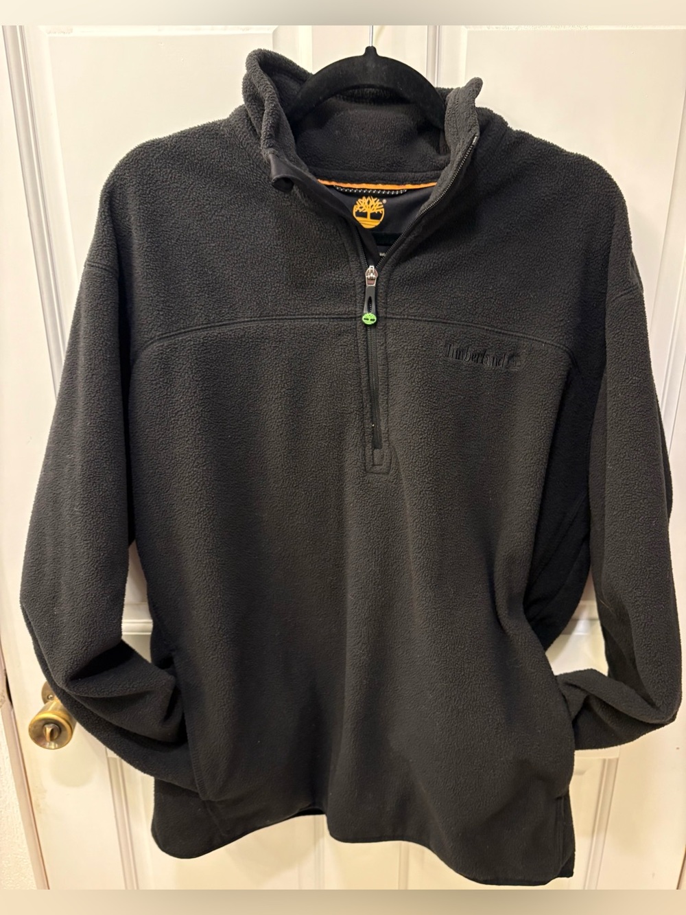 Timberland Men’s Black Fleece Quarter Zip Jacket | Sweater — Size Large